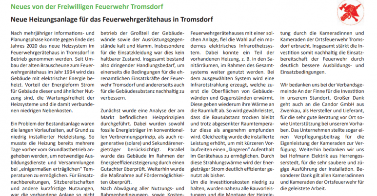 Infrarotheizung Feuerwehrgebäude Infrarotheizung Feuerwehrgebäude
