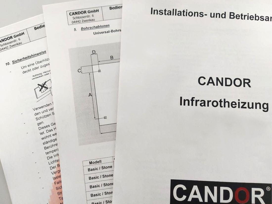 Infrarotheizung Inbetriebnahme und Bedienungsanleitung