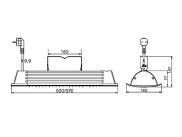 Infrarot-Halogenstrahler CAN-1500W Maße