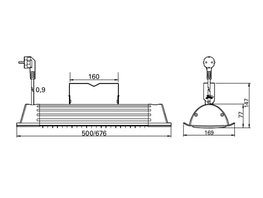 Infrarot Außenstrahler Halogen CAN-2000W Maße